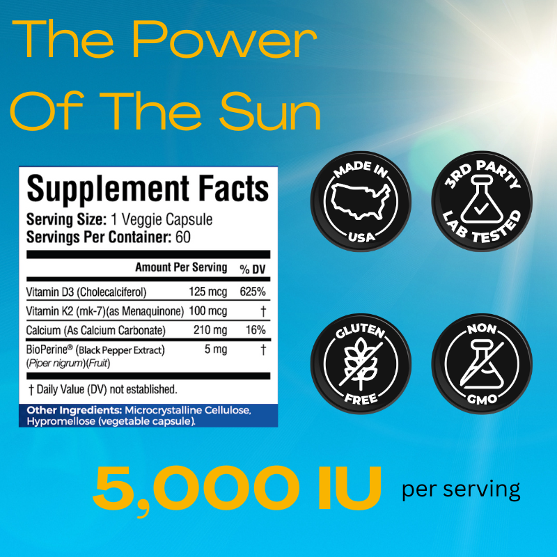 Vitamin D3 with K2 as MK7 (60 Count)
