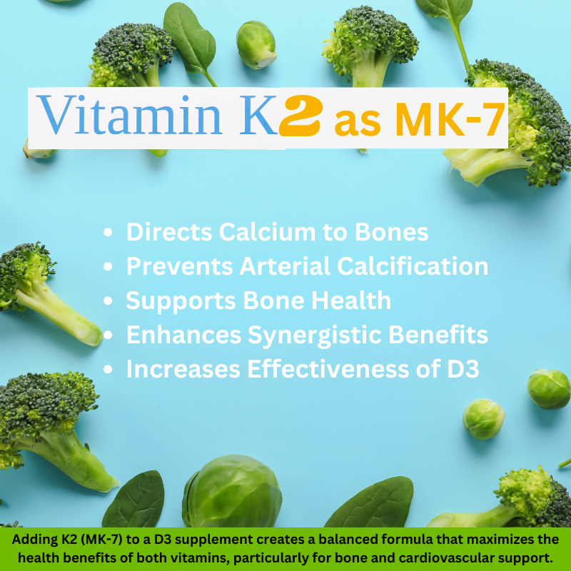 Vitamin D3 with K2 as MK7 (60 Count)